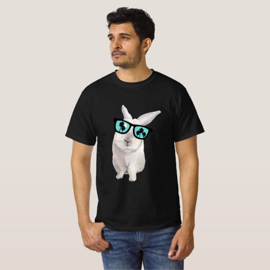 Konijn met bril, Badass Funny Bunny, Rabbit Pa T-shirt (Voorkant volledig)