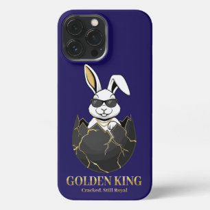 Konijn met coole bril, Goud, gebarsten, koninklijk iPhone 13 Pro Max Hoesje