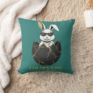 Konijn met coole bril, Goud, gebarsten, koninklijk Kussen