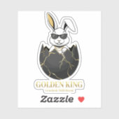 Konijn met coole bril, Goud, gebarsten, koninklijk Sticker (Vel)