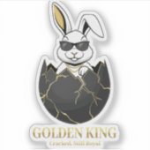 Konijn met coole bril, Goud, gebarsten, koninklijk Sticker (Voorkant)