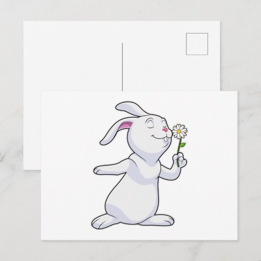 Konijn met Daisy Briefkaart (Voorkant / Achterkant)