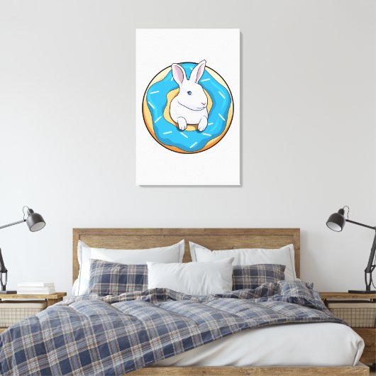 Konijn met Donut Canvas Afdruk (Insitu (Slaapkamer))