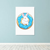 Konijn met Donut Canvas Afdruk (Insitu (Houten vloer))