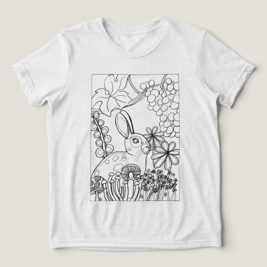 Konijn met druiven kleuring Tri-Blend shirt (Design voorkant)