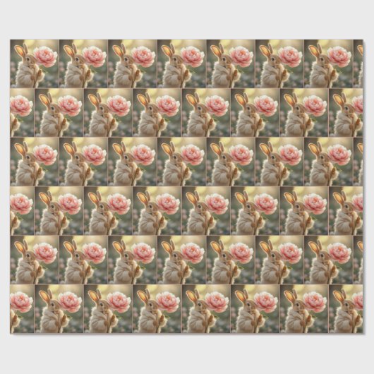 Konijn met een bontjas cadeaupapier (Vlak)