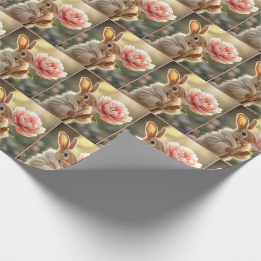 Konijn met een bontjas cadeaupapier (Hoek)