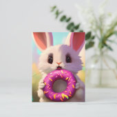 Konijn met een donut briefkaart (Staand voorkant)