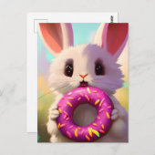 Konijn met een donut briefkaart (Voorkant / Achterkant)