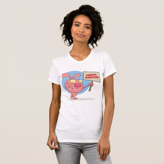 Konijn met een gelukkig paasbord vrouwen T-shirt (Voorkant volledig)