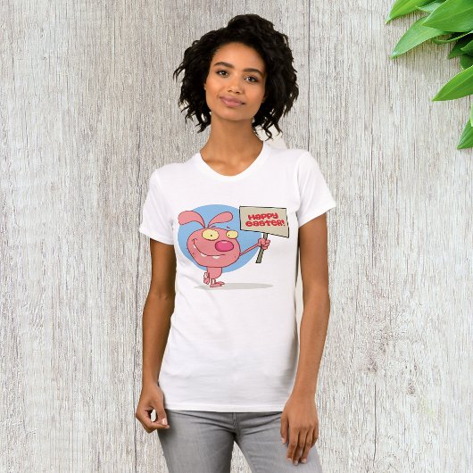Konijn met een gelukkig paasbord vrouwen T-shirt