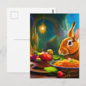 Konijn met een kom spaghetti briefkaart (Voorkant / Achterkant)