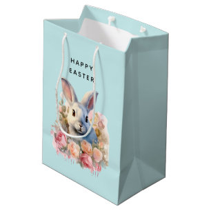 Konijn met een krans van rozen Cute Pasen Medium Cadeauzakje