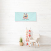 Konijn met een krans van rozen Cute Pasen Spandoek (Insitu)