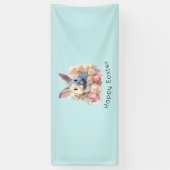 Konijn met een krans van rozen Cute Pasen Spandoek (Verticaal)