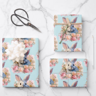 Konijn met een krans van rozen Cute patroon Inpakpapier Vel