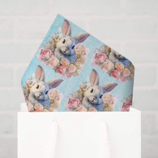 Konijn met een krans van rozen leuk patroon tissuepapier (Cadeauzakje)