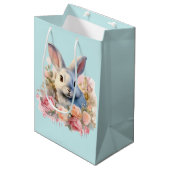 Konijn met een krans van rozen Moois Medium Cadeauzakje (Voorkant Gekanteld)