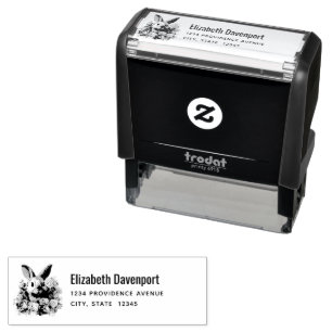 Konijn met een krans van rozen Schattig adres Zelfinktende Stempel