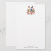 Konijn met een krans van rozen Schattig Briefpapier (Voorkant / Achterkant)