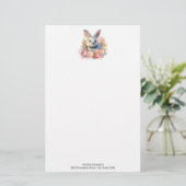Konijn met een krans van rozen Schattig Briefpapier (Staand voorkant)