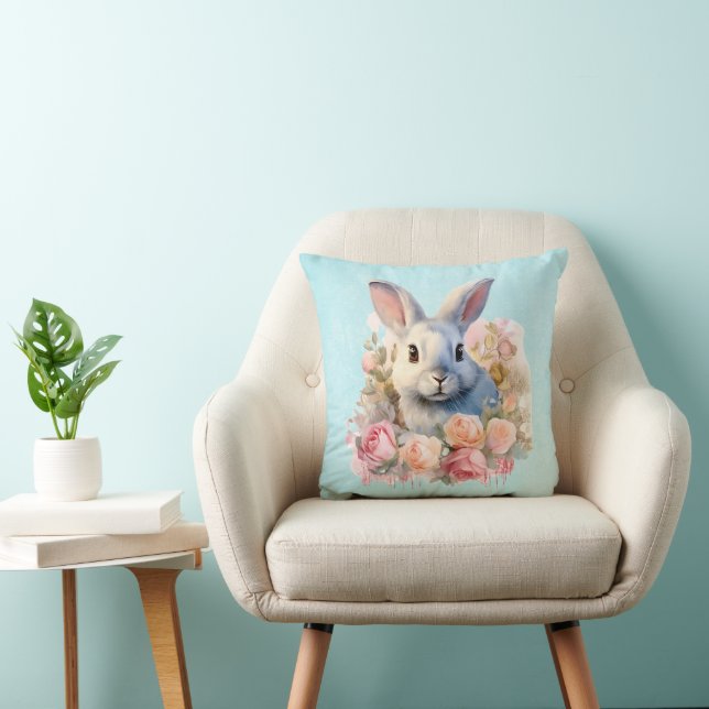 Konijn met een krans van rozen Schattig Kussen (Stoel)