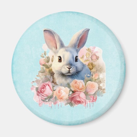 Konijn met een krans van rozen Schattig Magneet (Voorkant)