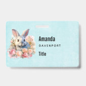 Konijn met een krans van rozen Schattig zakelijk Badge (Voorzijde)