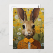 Konijn met een Oranje Bowtie Briefkaart (Voorkant / Achterkant)