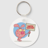 Konijn met een vrolijk paasbord Sleutelhanger (Voorkant)