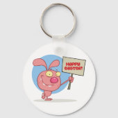 Konijn met een vrolijk paasbord Sleutelhanger (Achterkant)