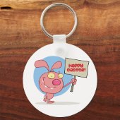Konijn met een vrolijk paasbord Sleutelhanger