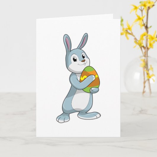 Konijn met ei kaart (Gele Bloem)