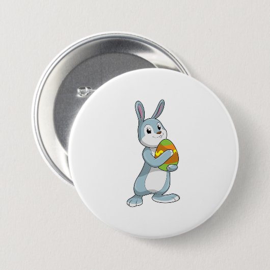 Konijn met eieren ronde button 7,6 cm (Voorkant /achterkant)