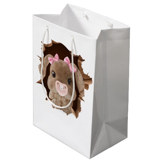 Konijn met fopspeen medium cadeauzakje (Achterkant Gekanteld)