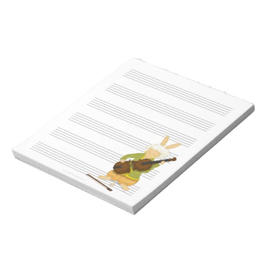 Konijn met gebroken violin muziekscript notitieblok (Linkerzijde)