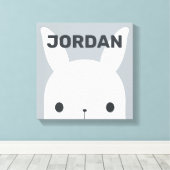 Konijn met gepersonaliseerde naam canvas afdruk (Insitu (Houten vloer))