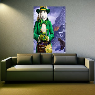 Konijn met groene kleren   AI Art Poster