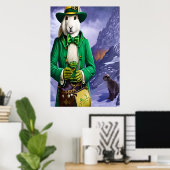 Konijn met groene kleren | AI Art Poster (Thuiskantoor)