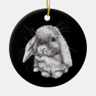 Konijn met hangende oren schets Mannen Vrouwen Kin Keramisch Ornament
