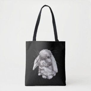 Konijn met hangende oren schets Mannen Vrouwen Kin Tote Bag