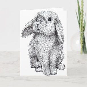 Konijn met hangoren Cute Paasdag Tekening Lange Sl Kaart