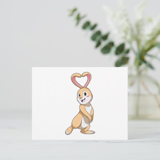 Konijn met Hart Briefkaart (Staand voorkant)