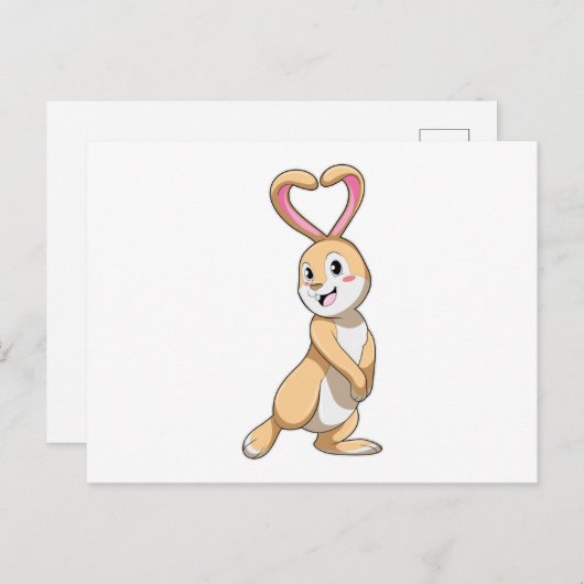 Konijn met Hart Briefkaart (Voorkant / Achterkant)