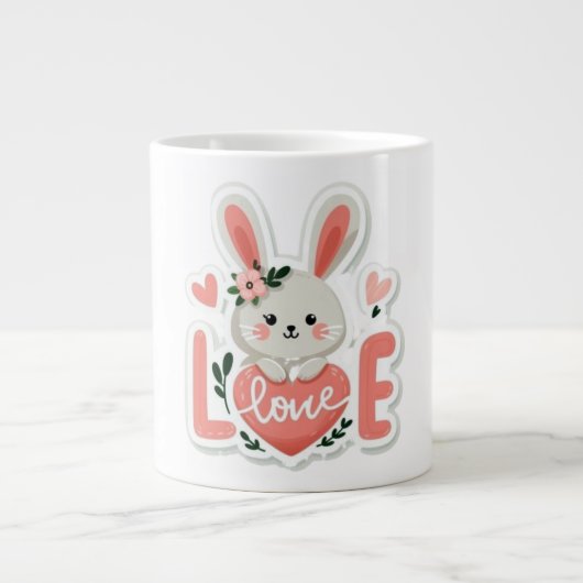 Konijn met Hart Grote Koffiekop (Voorkant)