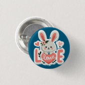 Konijn met Hart Ronde Button 3,2 Cm (Voorkant /achterkant)