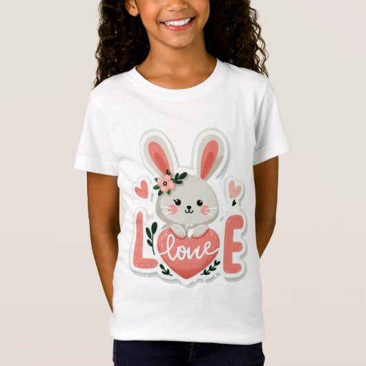 Konijn met Hart T-shirt (Voorkant)