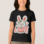 Konijn met Hart Tri-Blend Shirt (Voorkant)