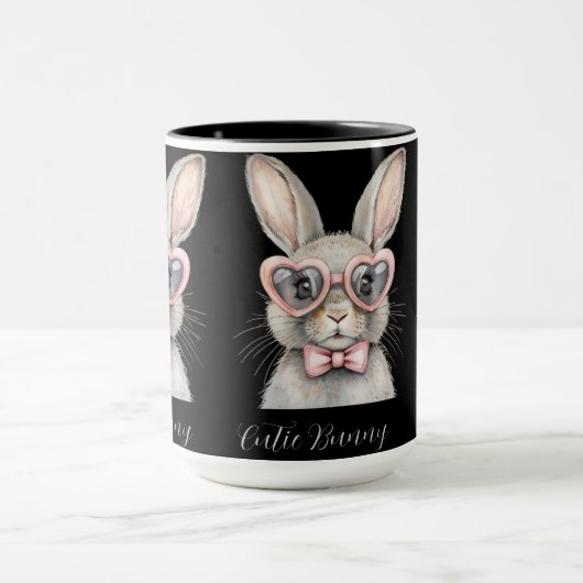 Konijn met hartbril mok | Cute dier koffie (Midden)