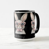 Konijn met hartbril mok | Cute dier koffie (Voorkant rechts)